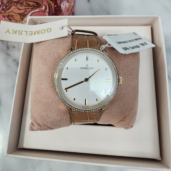 NWT Gomelsky Women\'s .39 CT TW Diamond Watch with Gold Accents Retail $2000 main image 10